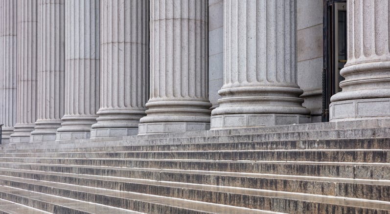 Columns and steps leading to a court house