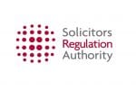 Solicitors Regulation Authority logo in purple, white and grey